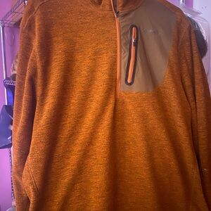 Columbia Burnt Orange Quarter-Zip Pullover with Olive Chest Pocket